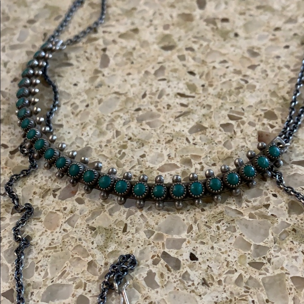native turquoise petit point necklace